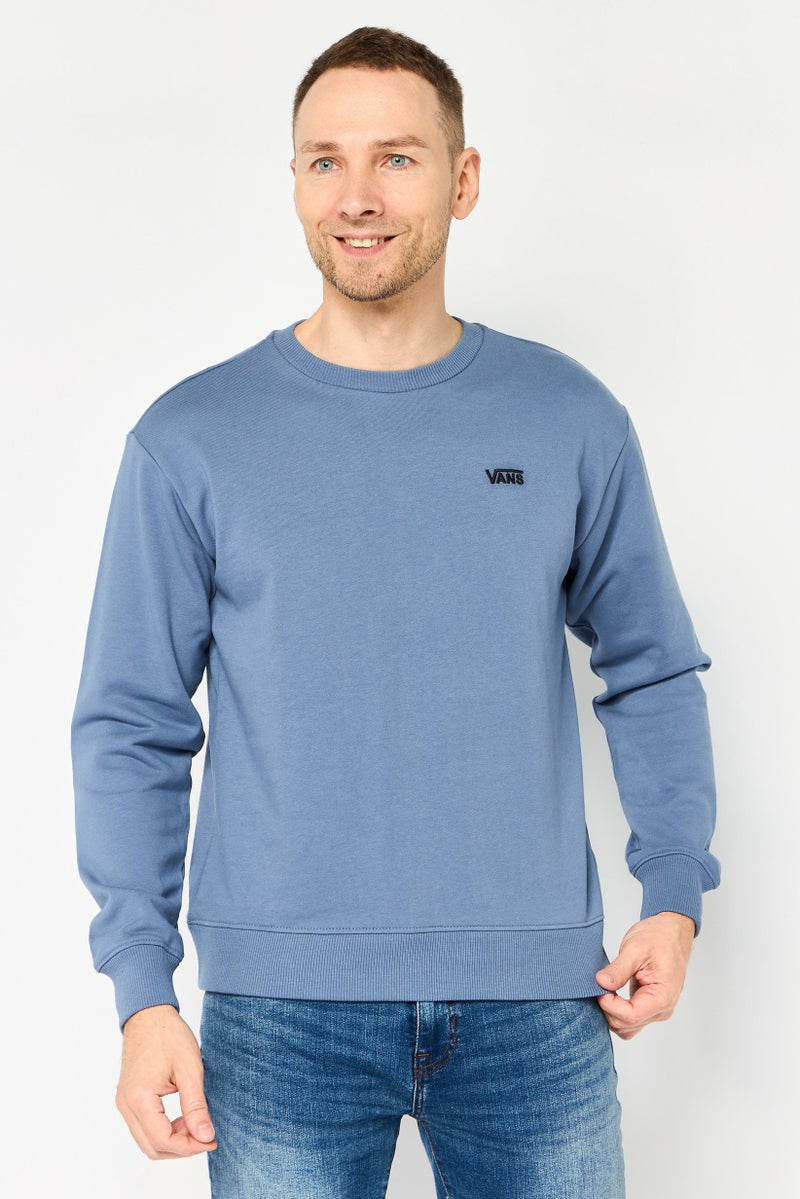 VANS Men Crew Neck Embroidered Logo Long Sleeve Sweatshirt, Slate Blue - Image 1